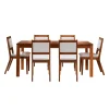 Table avec rallonge (54" à 70") et 6 chaises - brun