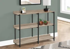 Table console - 3 niveau, étagères, rectangulaire, pieds en métal - 48