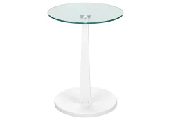 Table d'appoint - blanc avec verre trempé - Monarch