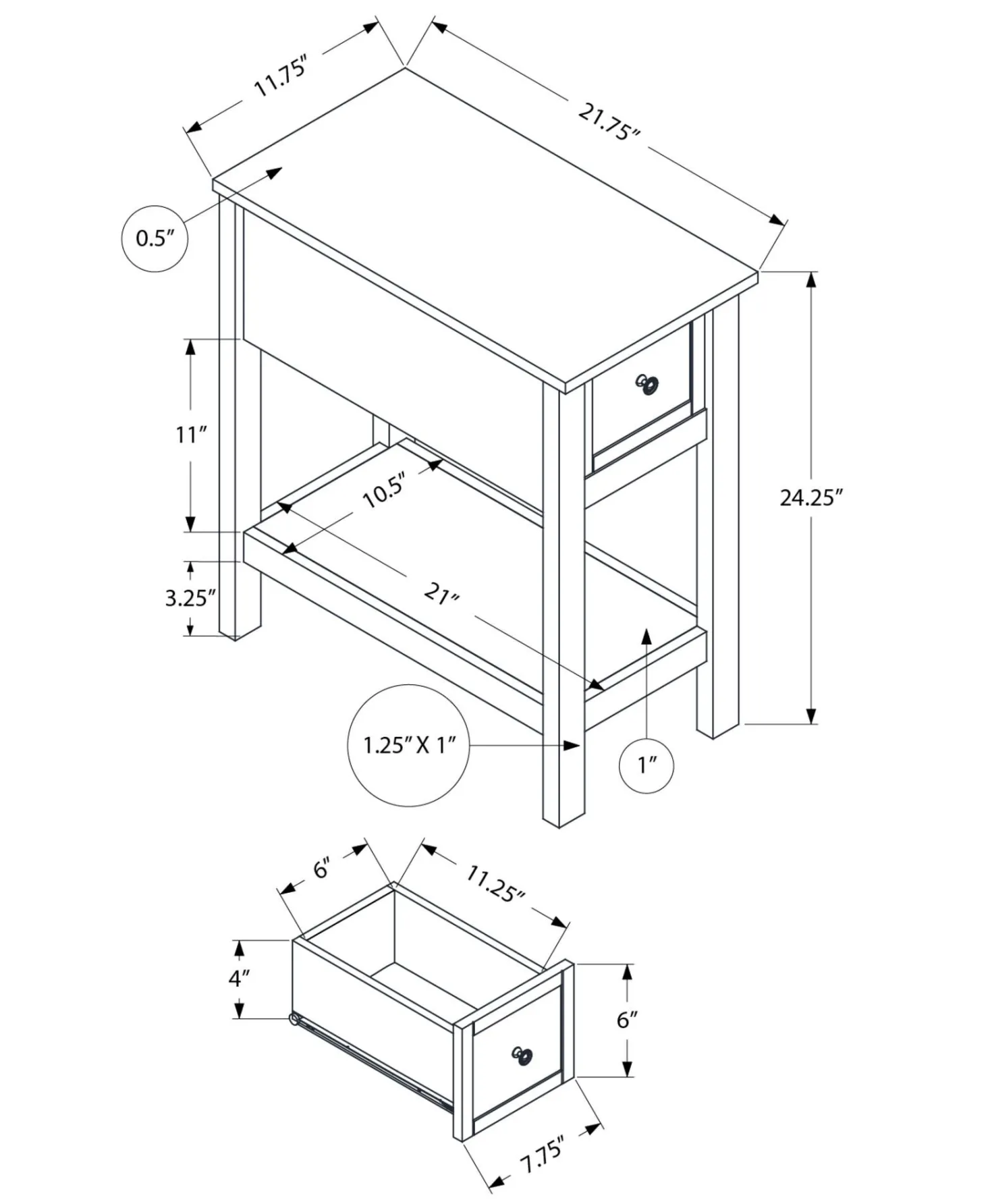 Table d'appoint - 24"H - Monarch