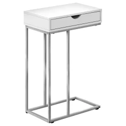 Table d'appoint - 25"H, blanc, métal argent - Monarch