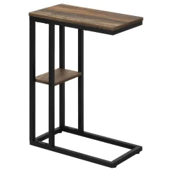 Table d'appoint - 25"H, faux bois brun, métal noir - Monarch