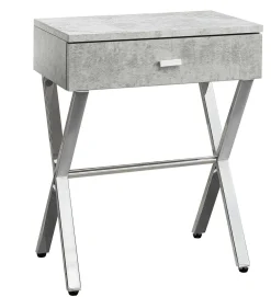 Table d'appoint - 24"H, gris cimente, métal chrome - Monarch