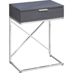Table d'appoint - 24"H, gris, métal chrome - Monarch