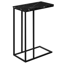 Table d'appoint - 25"H, marbre noir, métal noir - Monarch