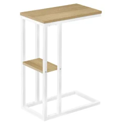 Table d'appoint - 25"H, naturel, métal blanc - Monarch