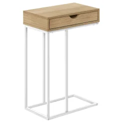 Table d'appoint - 25"H, naturel, métal blanc - Monarch