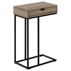 Table d'appoint - 25"H, taupe foncé, métal noir - Monarch