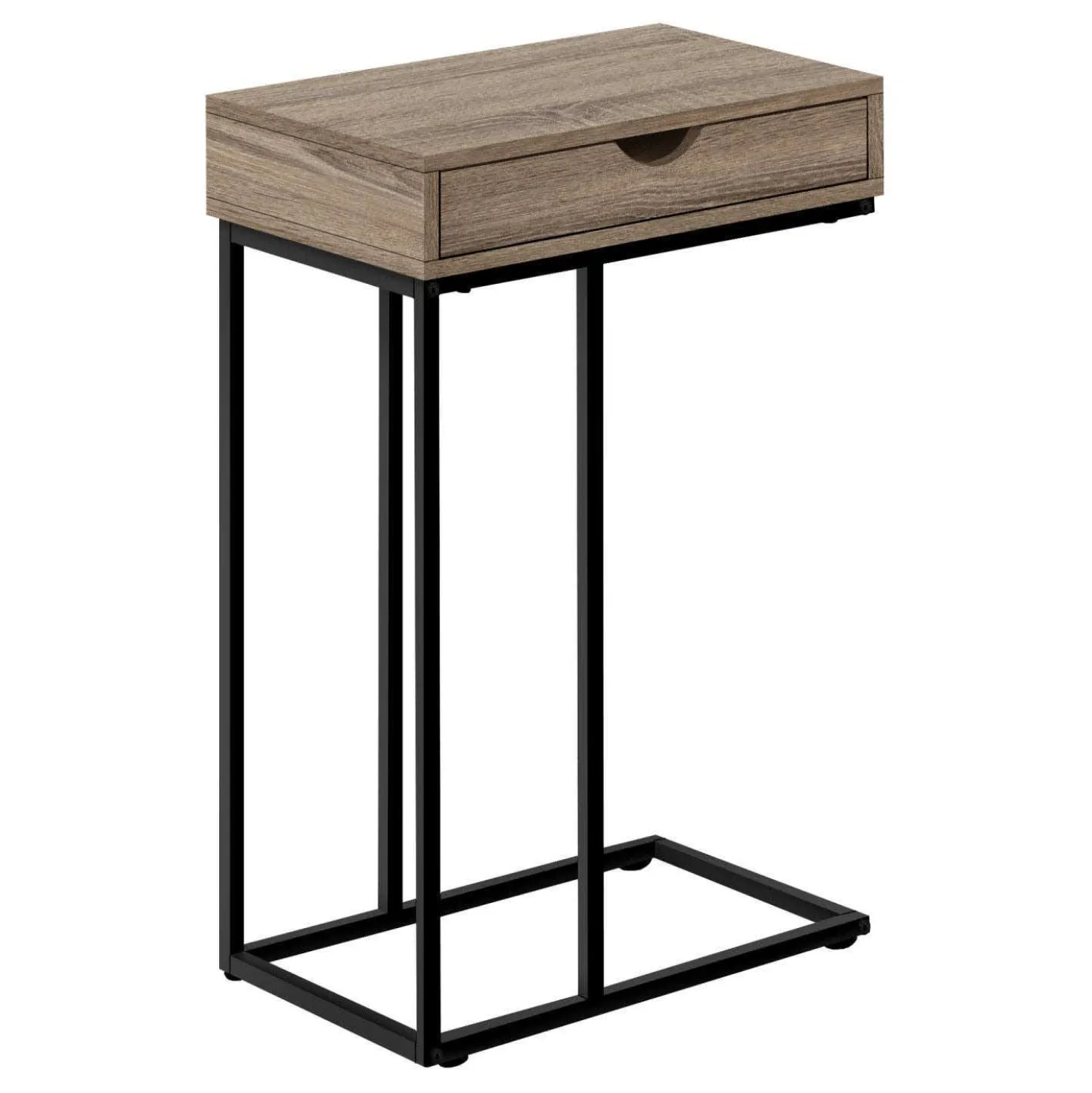Table d'appoint - 25"H, taupe foncé, métal noir - Monarch
