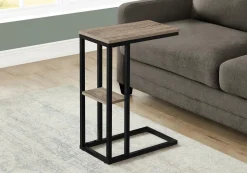 Table d'appoint - 25"H, taupe foncé, métal noir - Monarch
