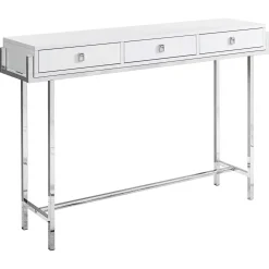 Table d'appoint - 48"L, blanc lustré, métal chrome - Monarch
