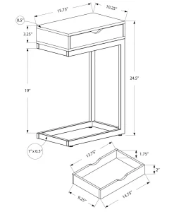 Table d'appoint - métal chrome, gris cimente avec tiroir - Monarch