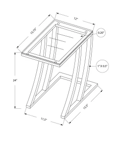 Table d'appoint - métal noir avec verre trempé - Monarch