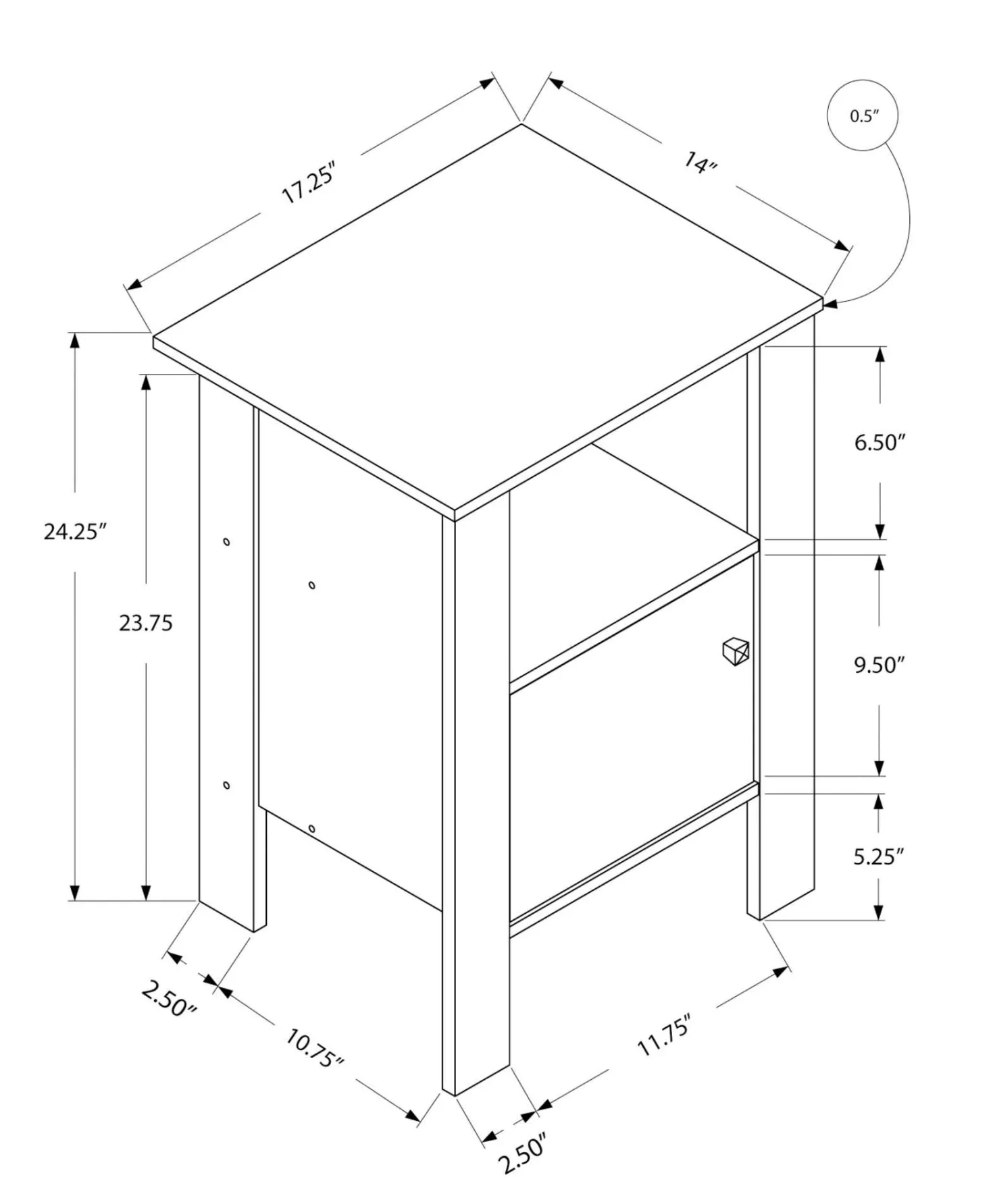 Table d'appoint - table de chevet espresso - Monarch