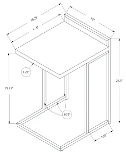Table d'appoint en forme de c - dessus de panneau épais, large, rectangulai - Monarch