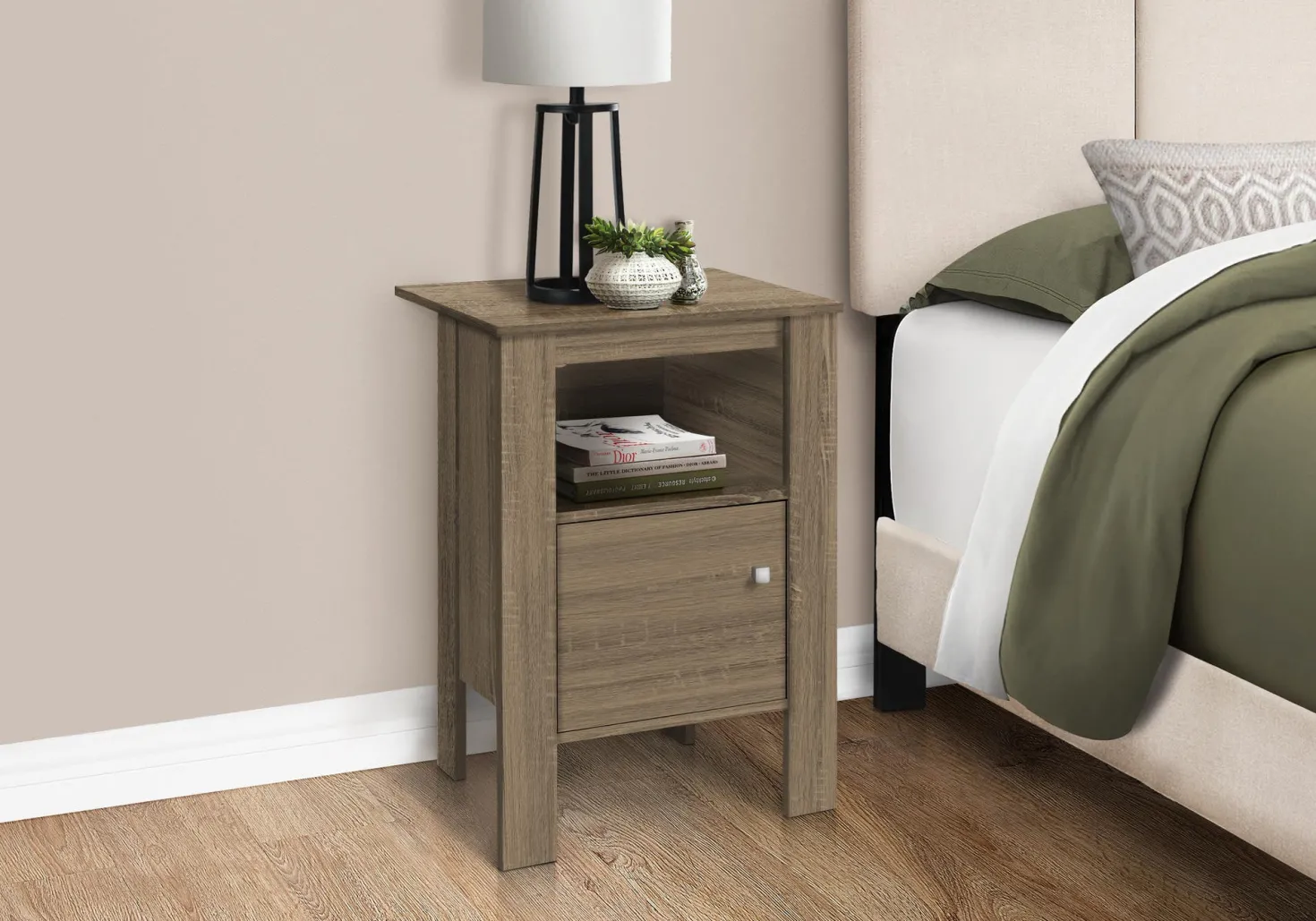 Table d'appoint, table de nuit - tablette ouverte, armoire de rangement - Monarch
