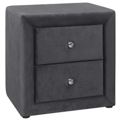 Table de chevet - rembourrée, 2 tiroirs de rangement - 21" h - velour gris f - Monarch