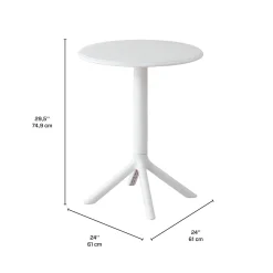 Table ronde intérieur/extérieur en résine – blanc