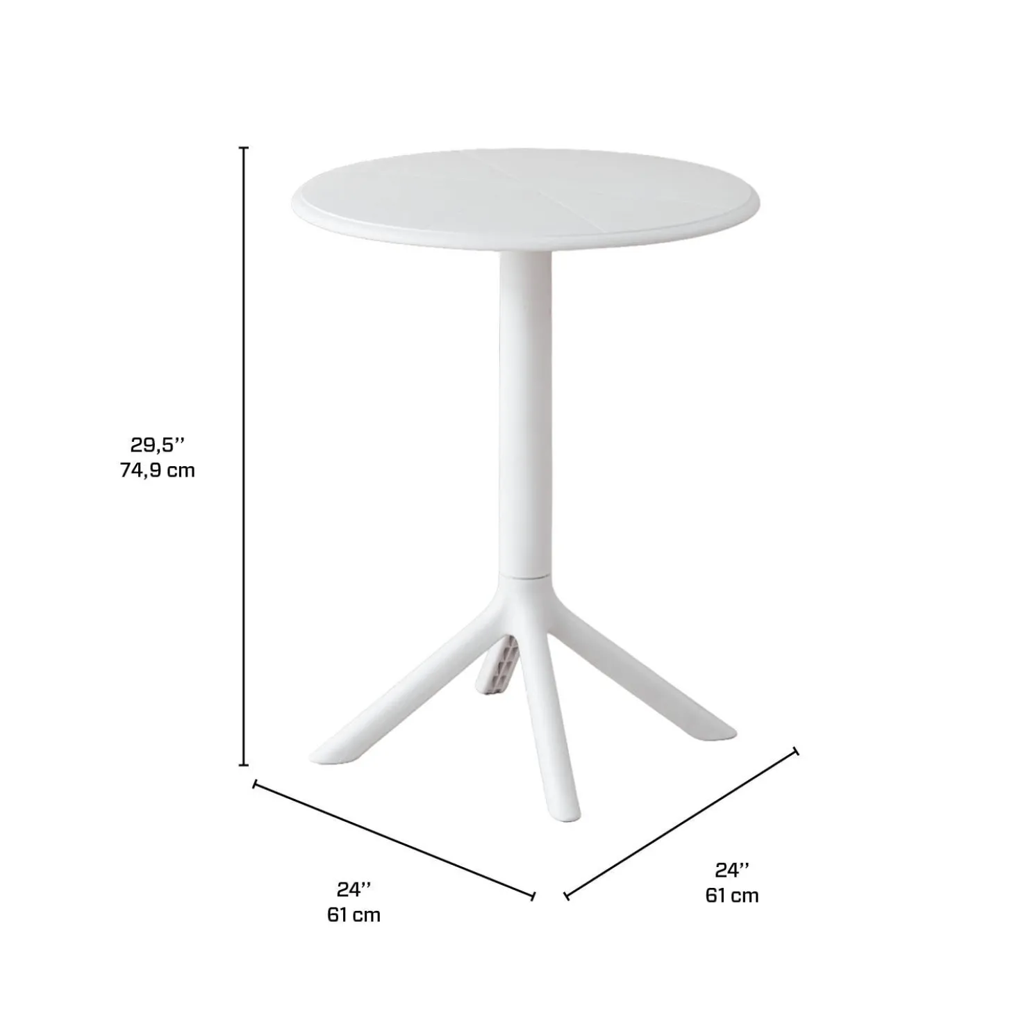 Table ronde intérieur/extérieur en résine – blanc