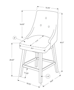 Tabouret de bar - ensemble de 2, pivotant, dossier capitonné, rembourré /h