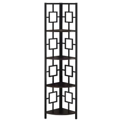 Étagère - 62"H, espresso, métal noir en coin - Monarch