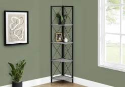 Étagère - 60"H, gris, métal noir en coin - Monarch