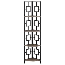 Étagère - 62"H, taupe foncé, métal noir en coin - Monarch