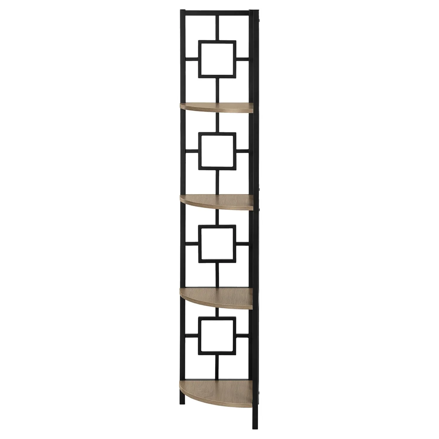 Étagère - 62"H, taupe foncé, métal noir en coin - Monarch