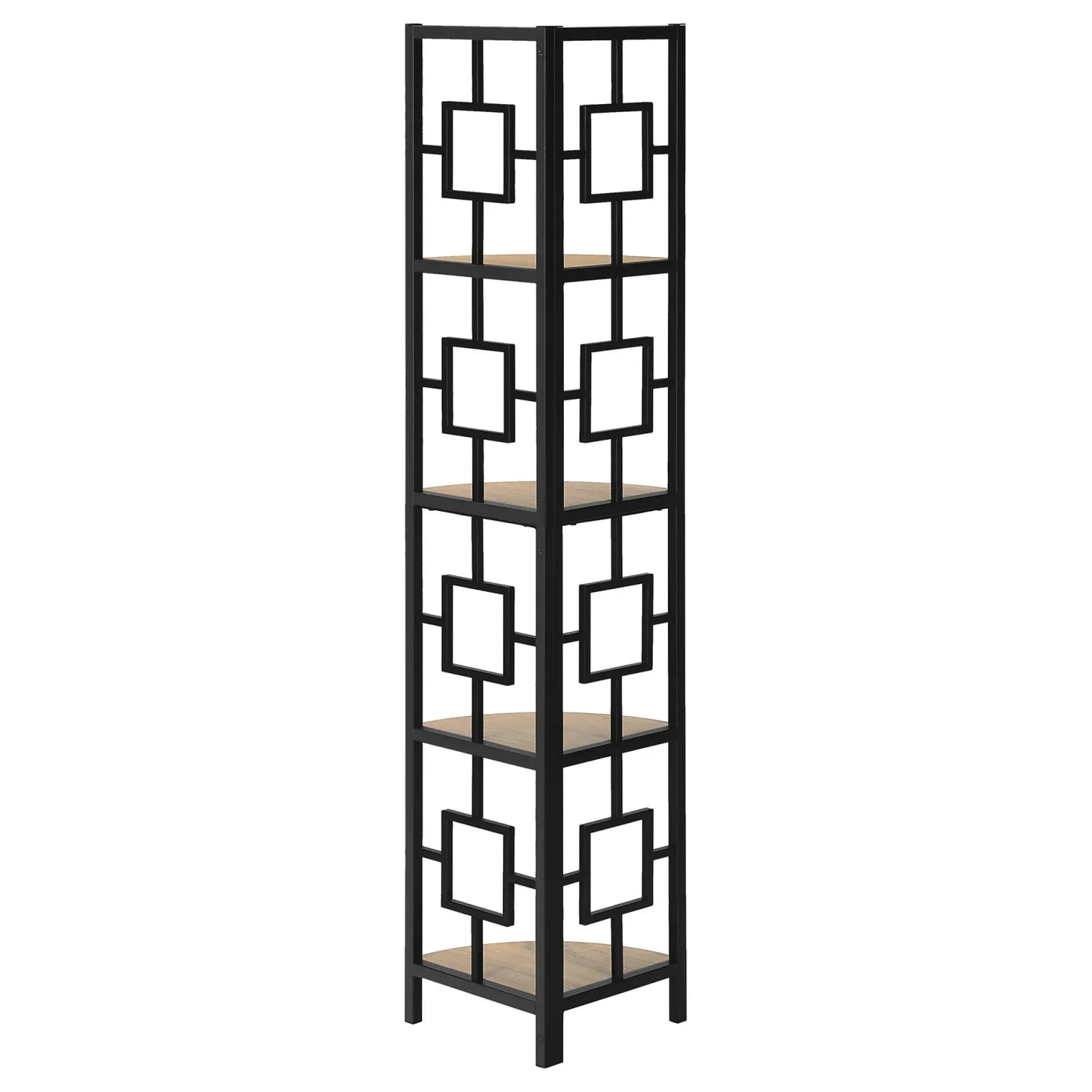 Étagère - 62"H, taupe foncé, métal noir en coin - Monarch