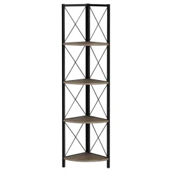 Étagère - 60"H, taupe foncé, métal noir en coin - Monarch