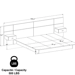 Très grand lit avec panneaux et tables de chevet (78