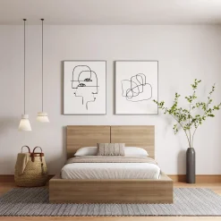 Très grand lit plateforme avec tête de lit (78") - Nexera