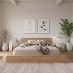 Très grand lit plateforme avec tête de lit - Nexera