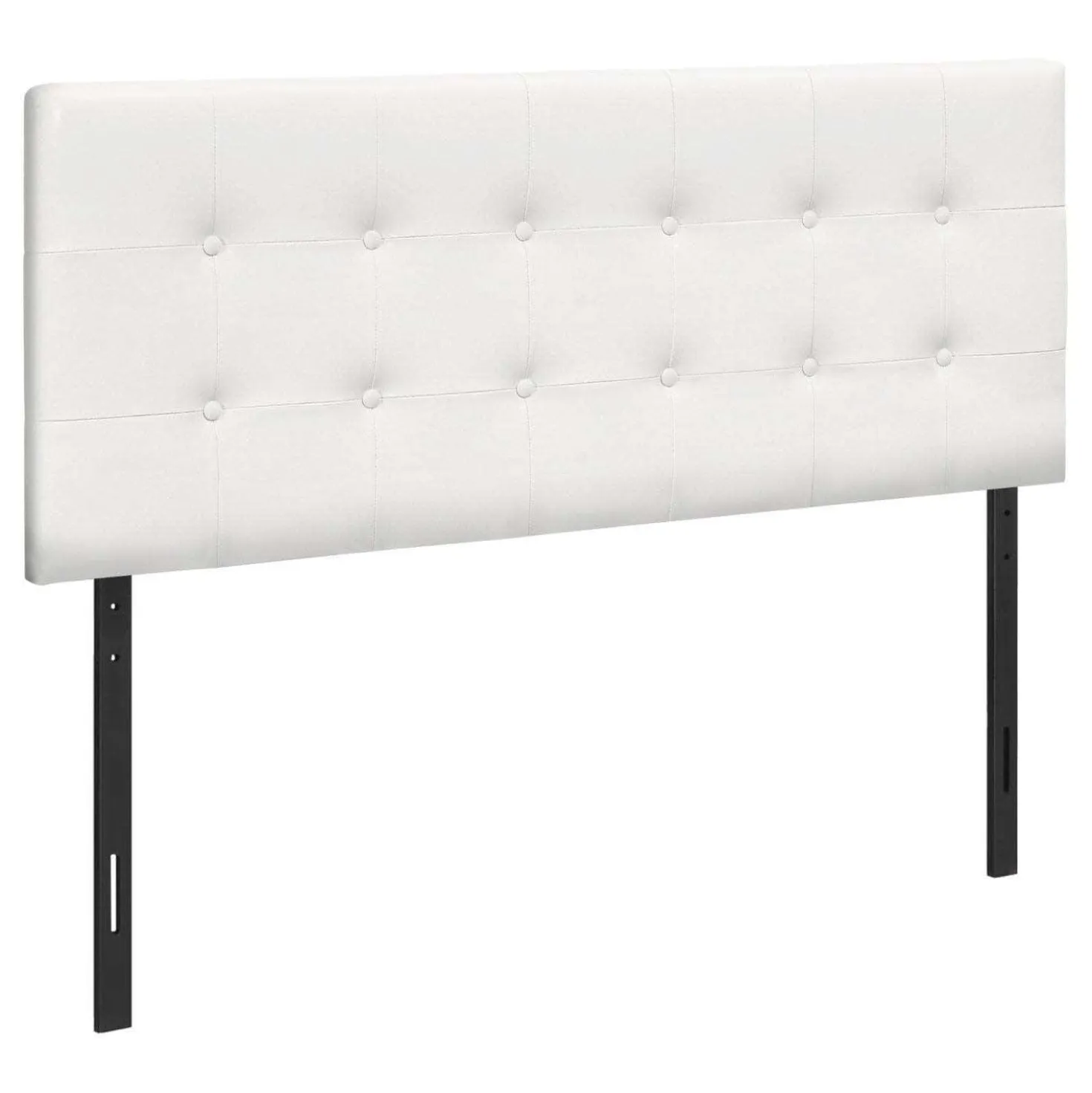 Tête de lit - double - bouton touffeté, panneau rembourré - similicuir blanc - Monarch