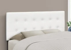 Tête de lit - double - bouton touffeté, panneau rembourré - similicuir blanc - Monarch