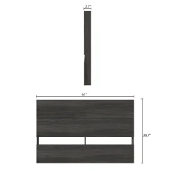 Tête de lit queen effet de planches, gris écorce - Nexera